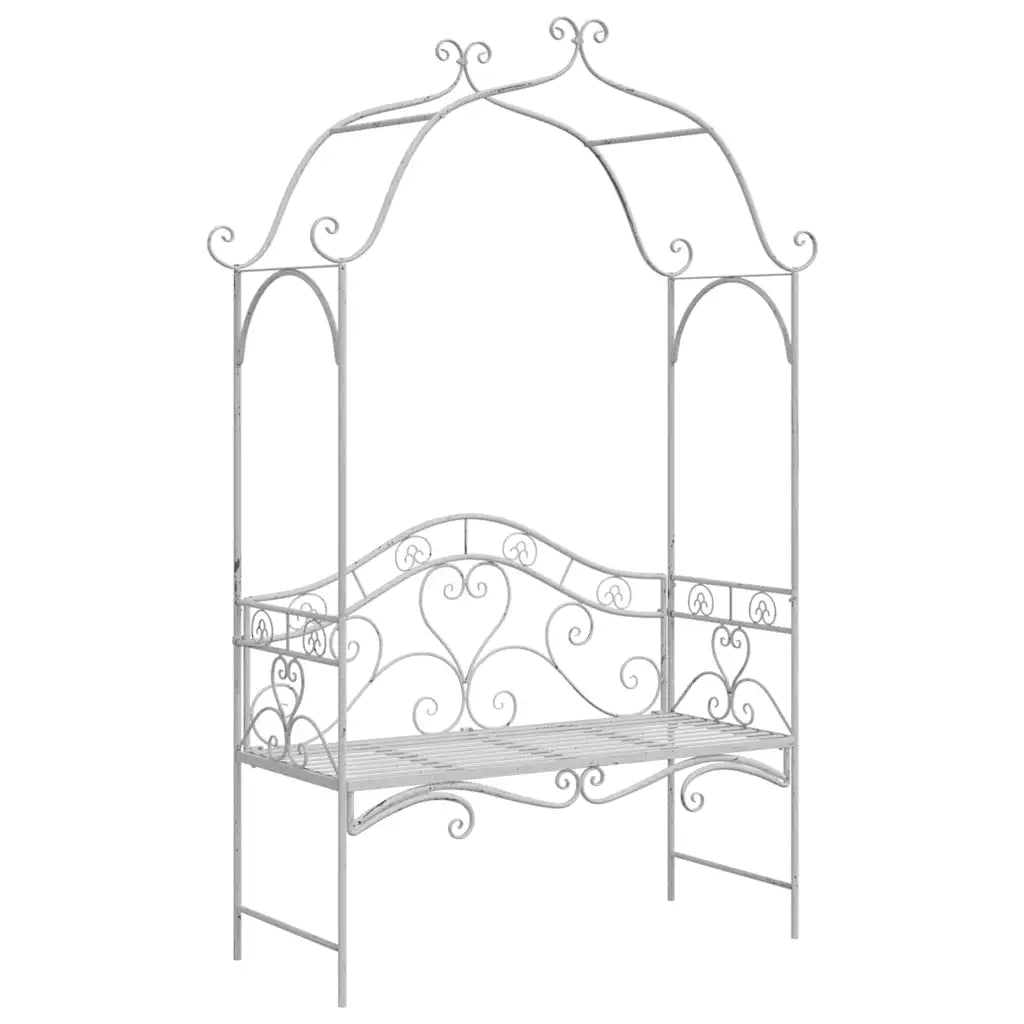 Panchina da giardino Bianco Antico 121 x 48 x 200 cm Acciaio 42008120