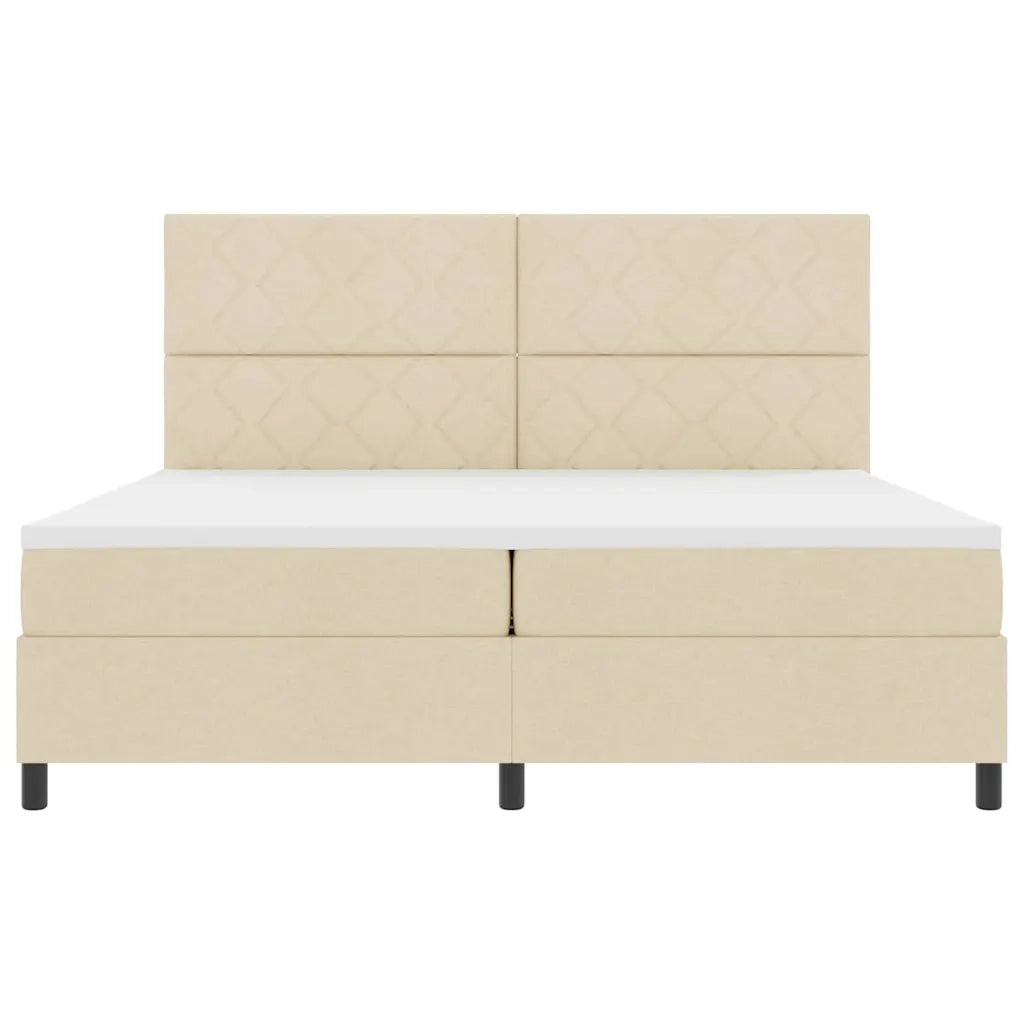 Letto a molle con materasso con led Crema 200 x 200 cm Tessuto 3342975