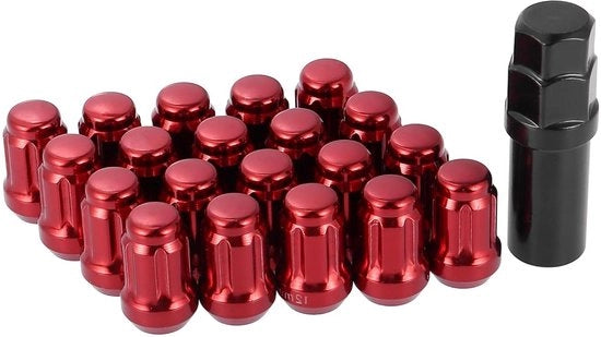 Set di 20 viti per ruote con cono, inclusa 1 chiave, universale, M12 x 1,5, rosso.
