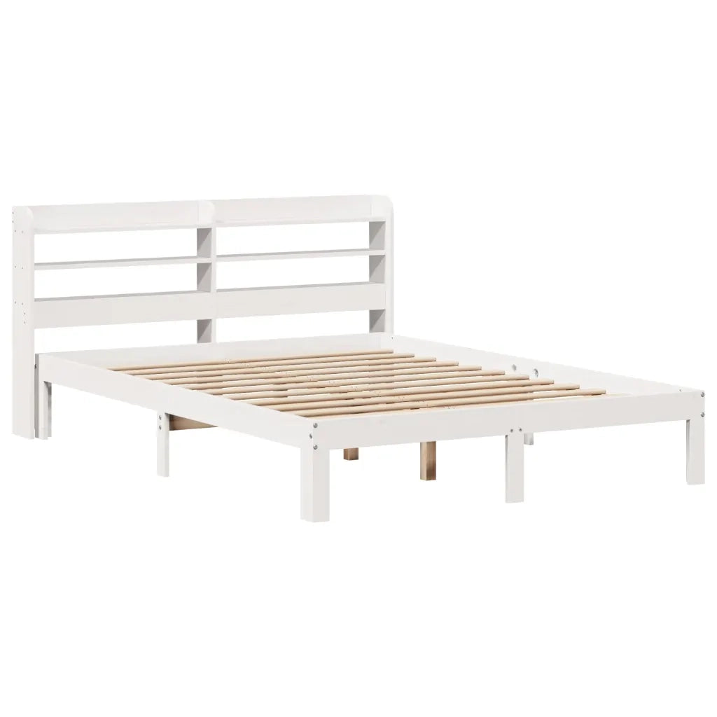 Letto matrimoniale | Letto per adulti | Giroletto con Testiera Bianco 120x190 cm Legno Massello di Pino