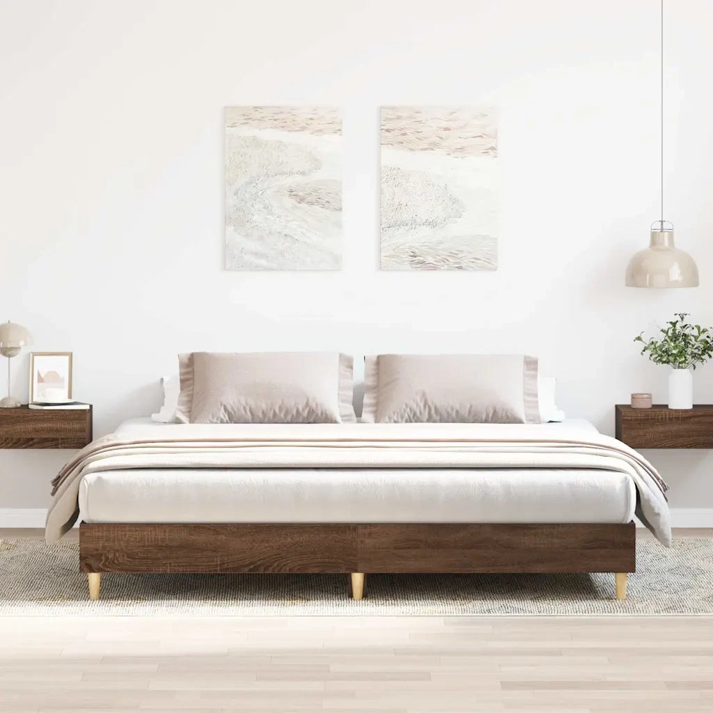 vidaXL Giroletto senza Materasso Rovere Marrone 200x200 cm Truciolato