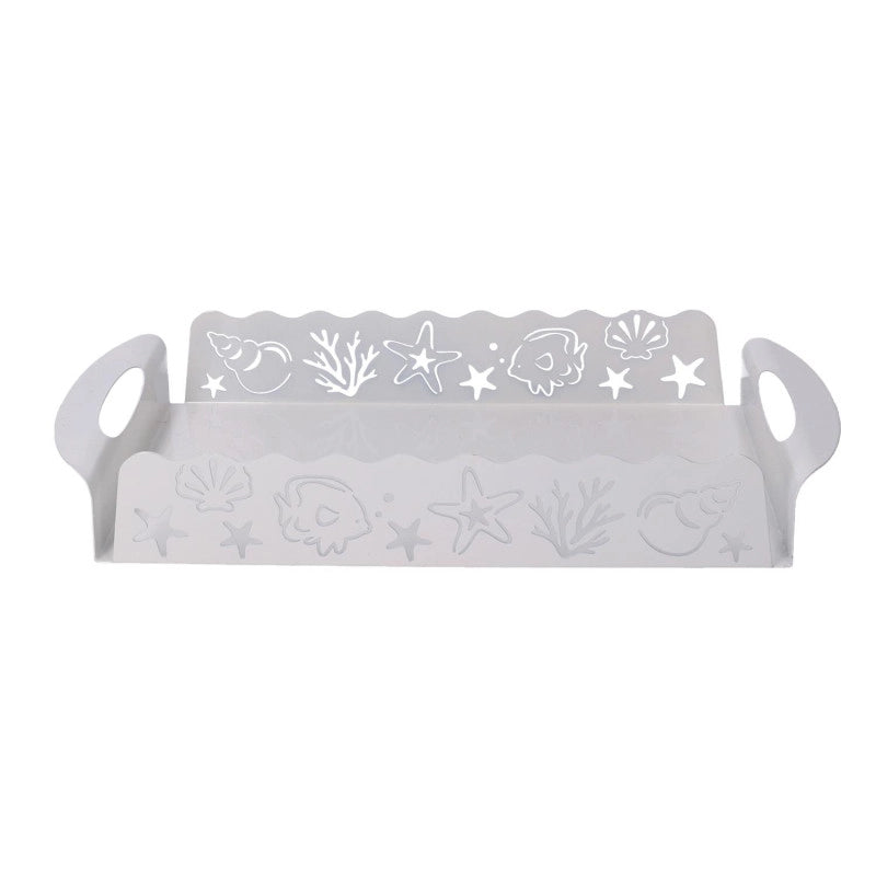 Vassoio metallo mare bianco rettangolare cm 41x20h6