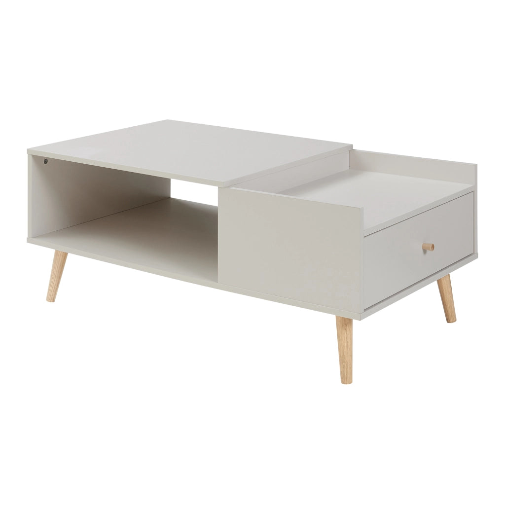 Tavolino Basso da Salotto Hallevil con Cassetto e Vano Aperto 106 x 59 x 44 cm - Bianco [en.casa]