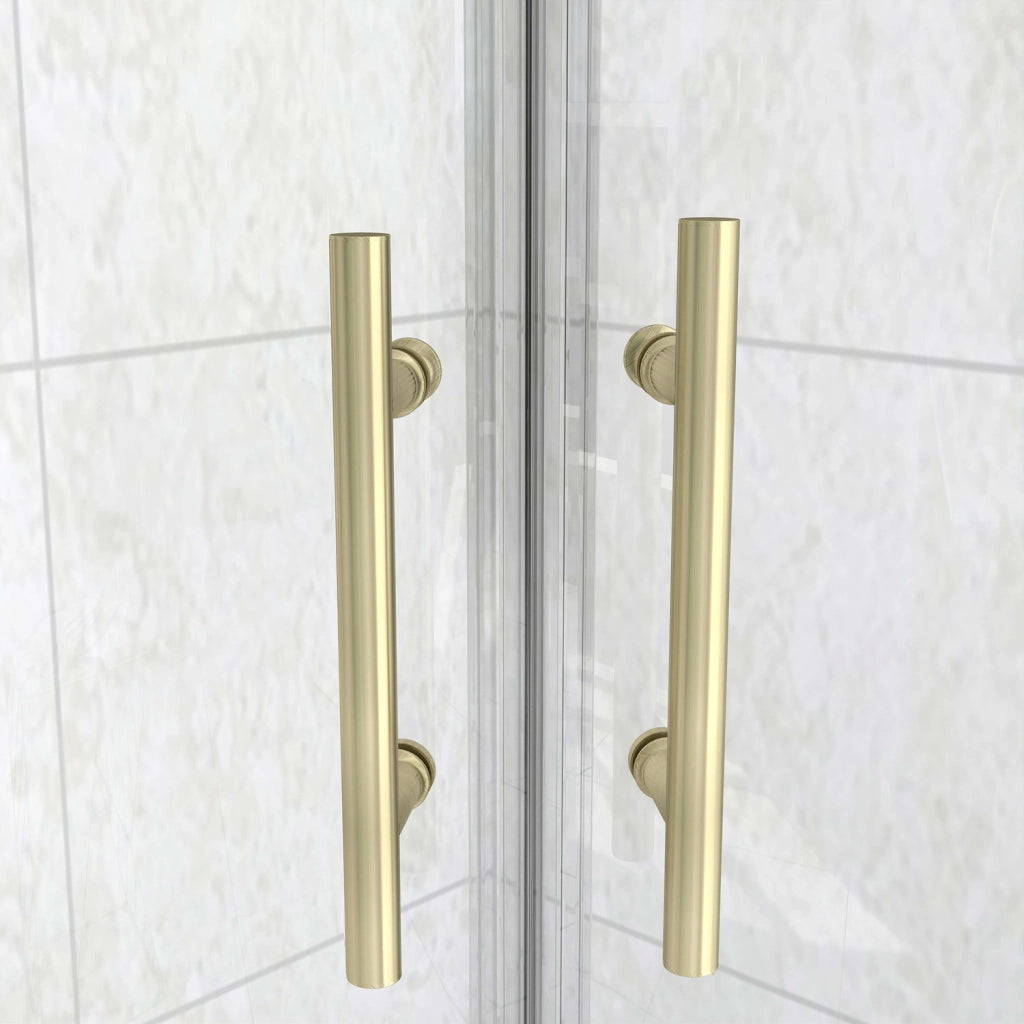 Box Doccia Semicircolare 80X80 cm Porte Scorrevoli Vetro Temperato 6 mm Trasparente Anticalcare Oro Spazzolato 190 cm