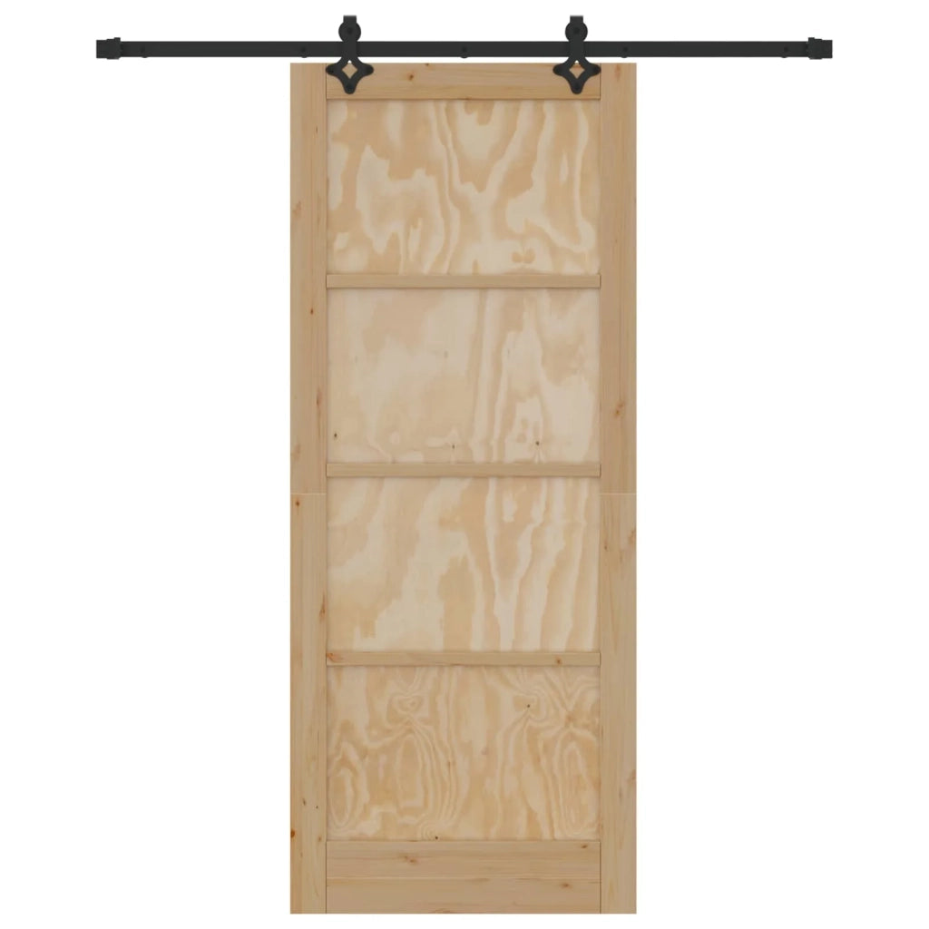 Porta scorrevole Naturale e Nero 86 x 211 cm