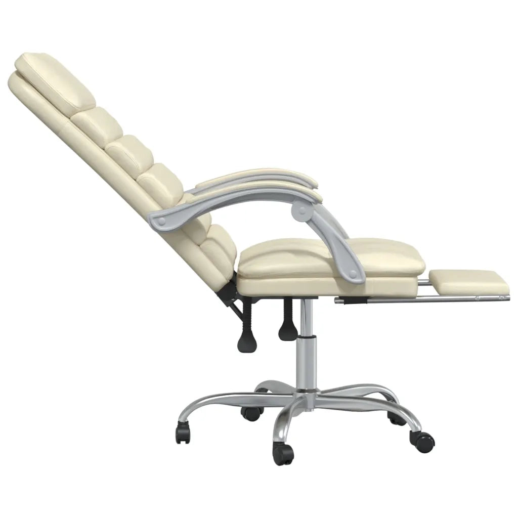 Poltrona da Ufficio Massaggiante Reclinabile Crema Similpelle cod mxl 20446