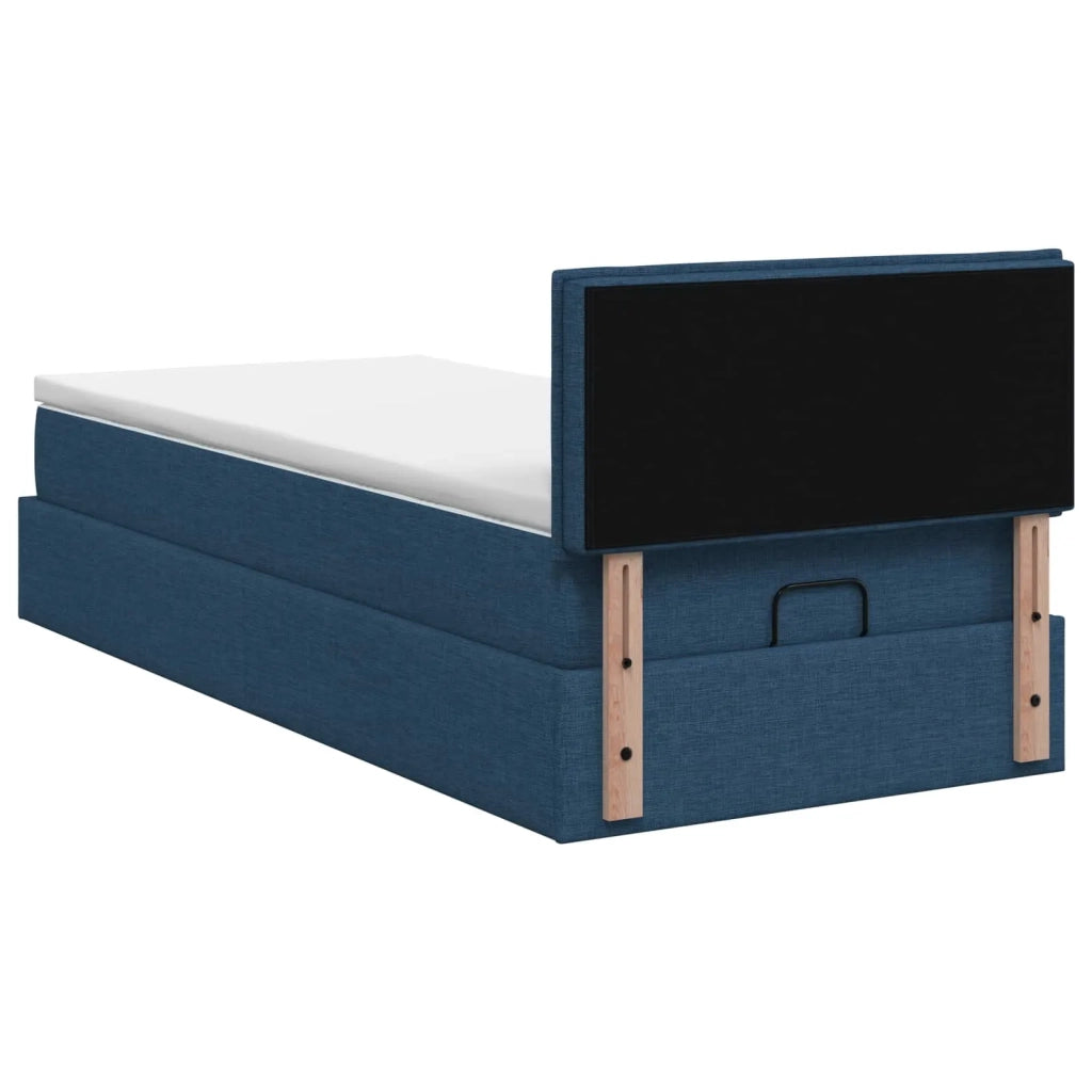 Letto ottomano con materasso Blu 100 x 200 cm Tessuto 3456391