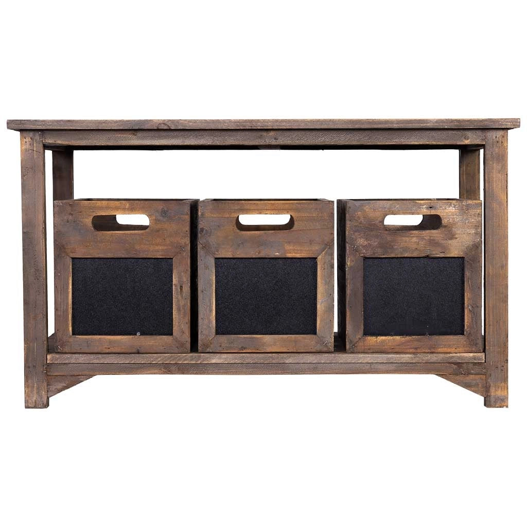 Panchina in legno con 3 cassetti 90x45x51h cm