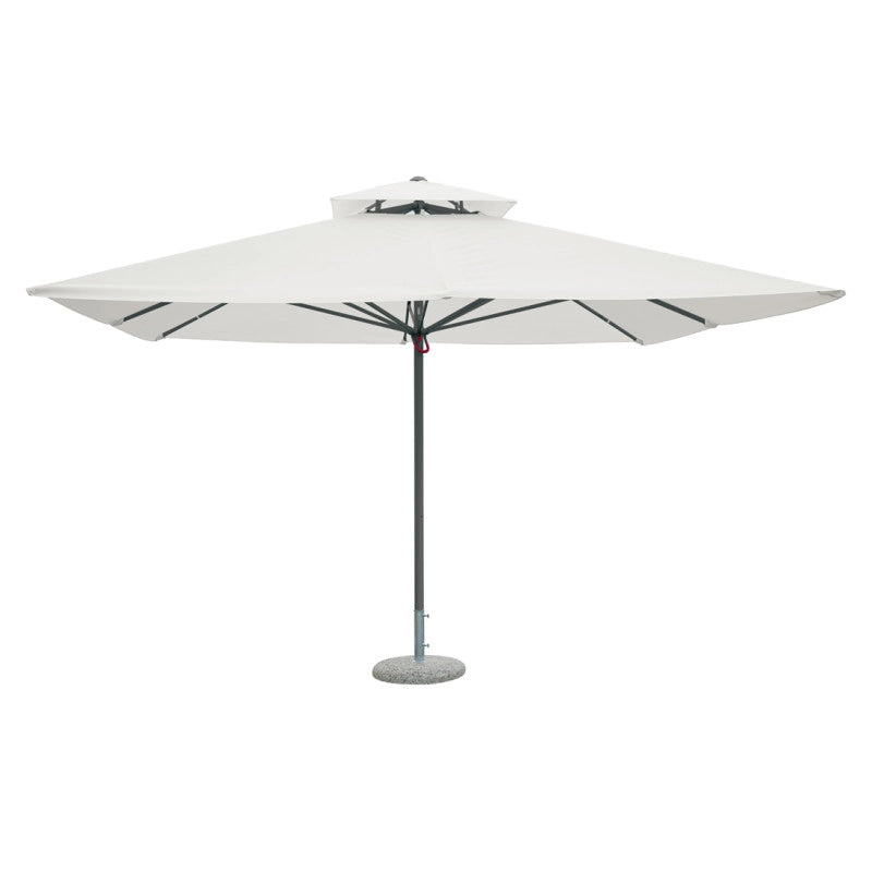Ombrellone quadrato Push-Up MOIA da 4x4 mt con fusto grigio telescopico