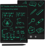 Tavolo da disegno LCD da 30,48 cm con due schermi, cancellabile e riciclabile, dispositivo da disegno elettronico adatto a bambini e adulti, nero.