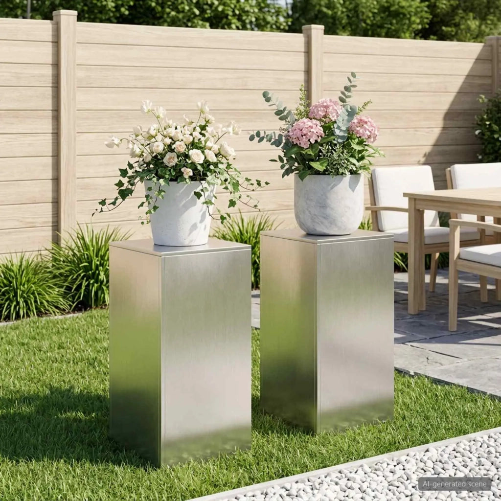 Supporto per piante 2 pcs Argento 40 x 40 x 80 cm Acciaio 8012553
