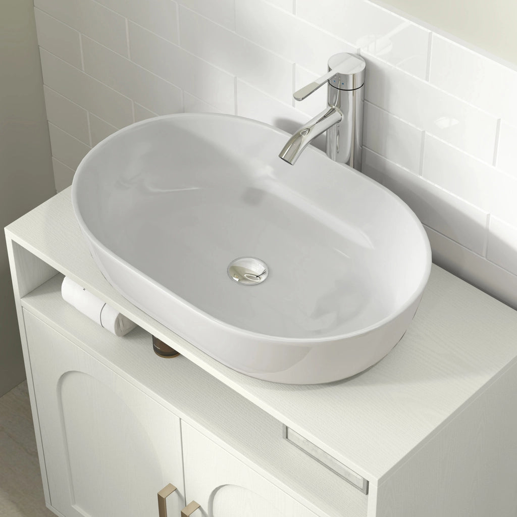 Mobile Sottolavabo Bagno ¨C zephmum ¨C Armadietto 2 Ante con Ripiano Regolabile 60x30x63 Bianco
