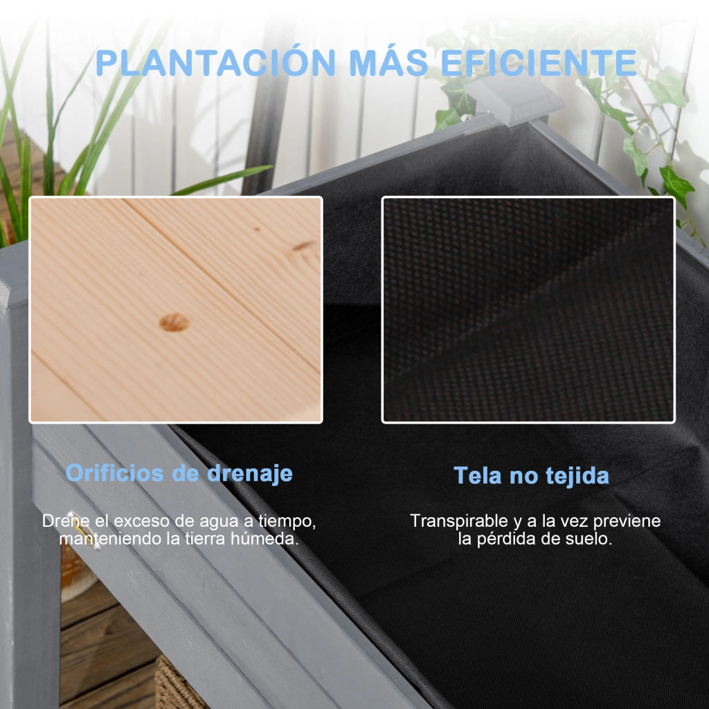 Letto da Giardino Elevato in Legno ¨C zephmum ¨C 122.5x56.5x76 cm Grigio