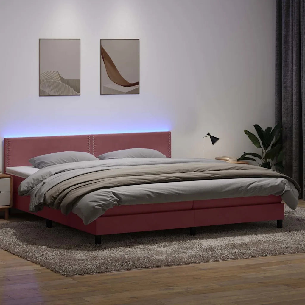 vidaXL Giroletto a Molle con Materasso Rosa 180x210 cm in Velluto