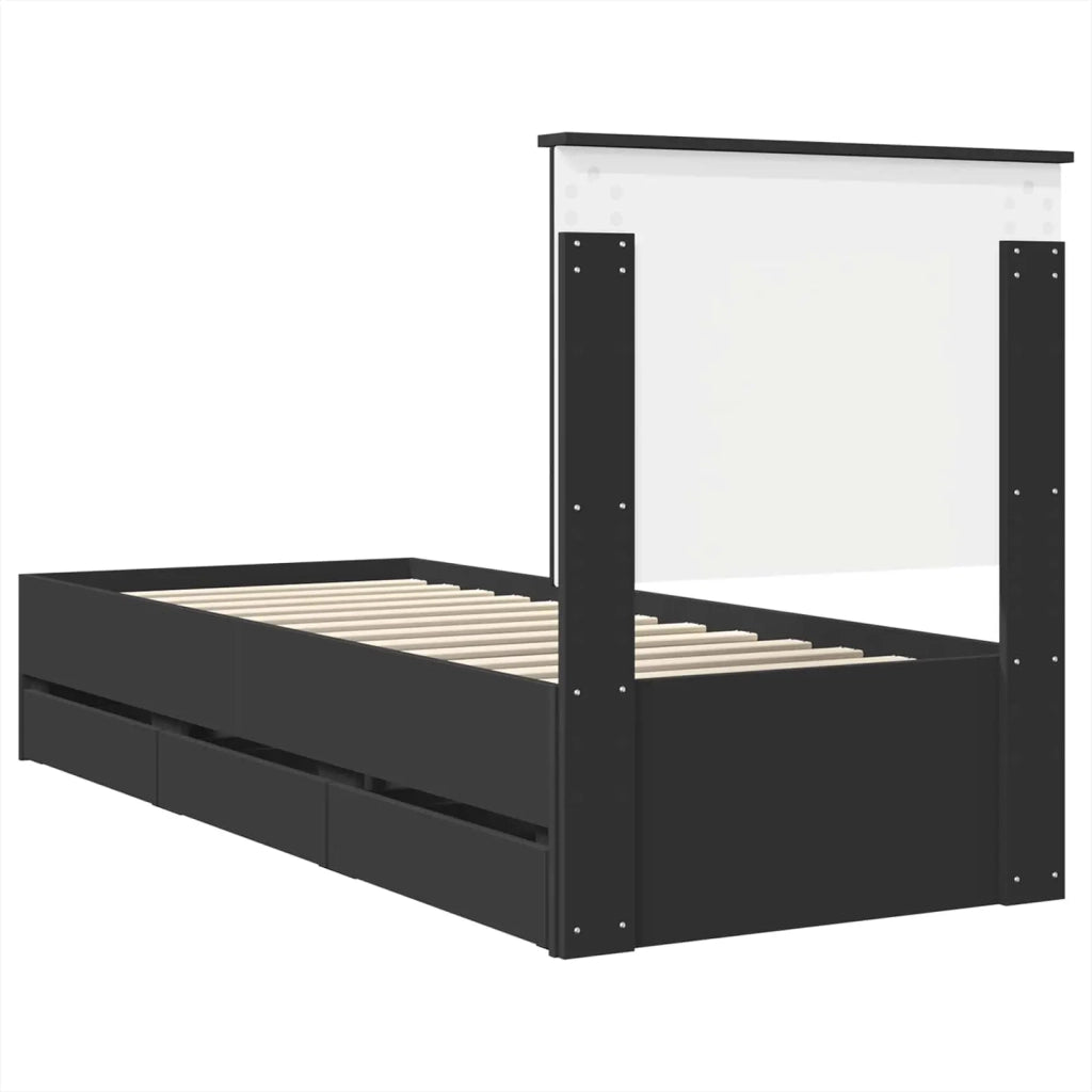 Struttura del letto-Giroletto Nero 75 x 190 cm Legno Ingegnerizzato 354962