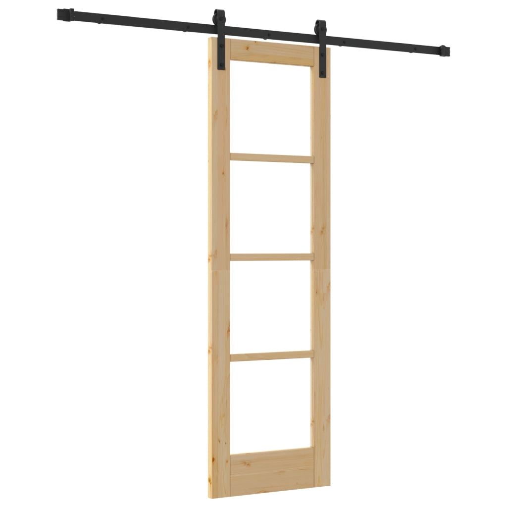 Porta Scorrevole con Set di Accessori 'ORKDAL'Legno Massello&Vetro