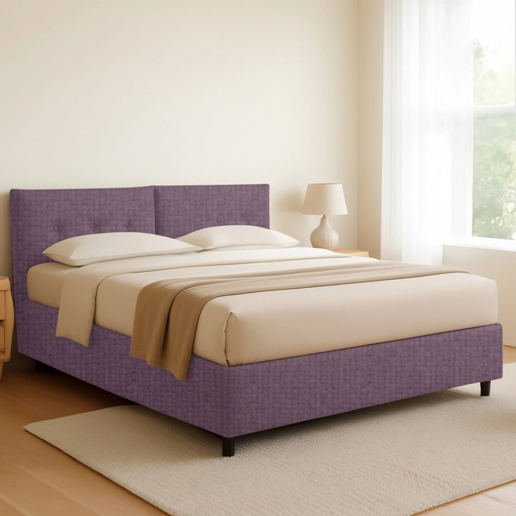 Bath, Letto Matrimoniale Sfoderabile Made in Italy, Viola Lilla