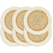 Tovagliette 6 pz Naturale Neutro 38 cm Rotonde in Juta e Cotone