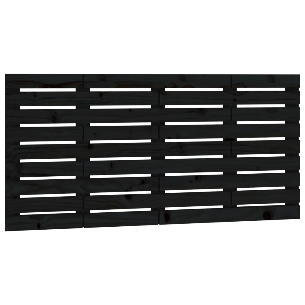 Testiera da Parete Nera 146x3x63 cm in Legno Massello di Pino