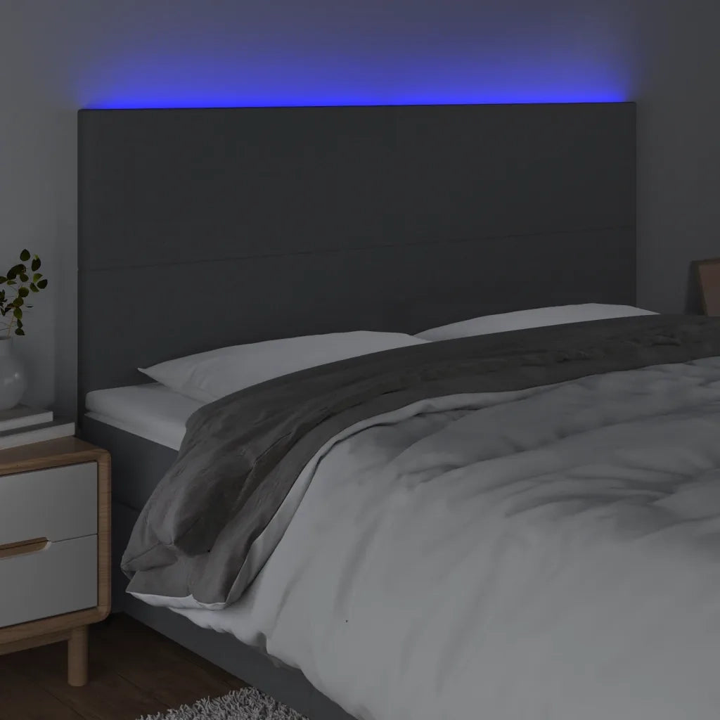Testiera | Testata a LED GrigioScuro 160x5x118/128cm inTessuto