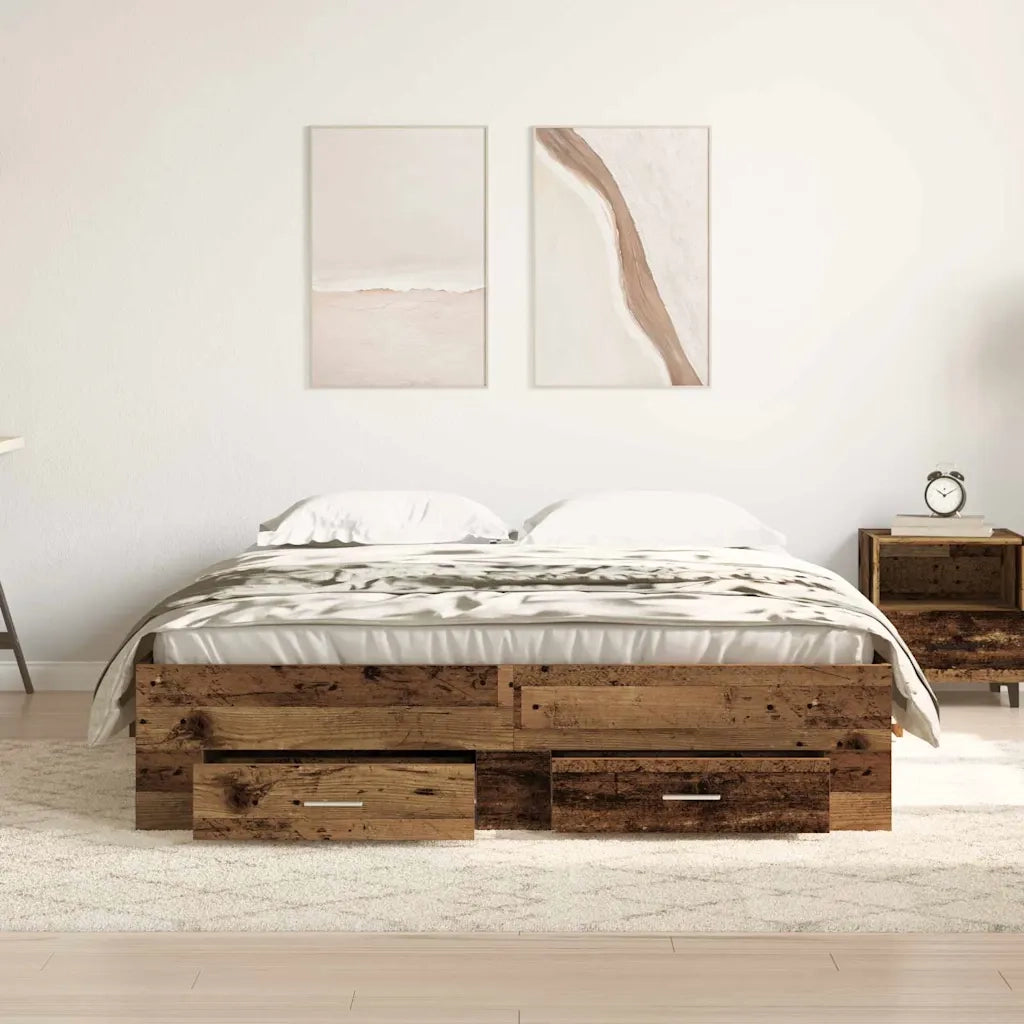 Struttura del letto con cassetto Legno vecchio 135 x 190 cm 3333975
