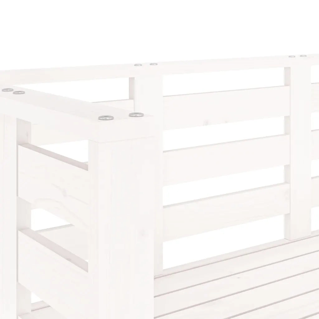 Panca da Giardino-Sgabello-Panca da esterno Bianca 111,5x53x71 cm Legno Massello di Pino