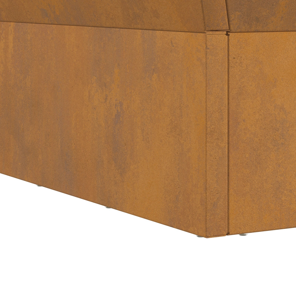 Focolare quadrato marrone 60x60x35 cm in acciaio antiruggine