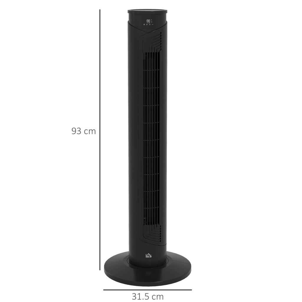 Ventilatore a Torre 45W a 4 Modalit¨¤ e 3 Velocit¨¤ con Timer da 12h, in ABS, ?31.5x93 cm, Nero