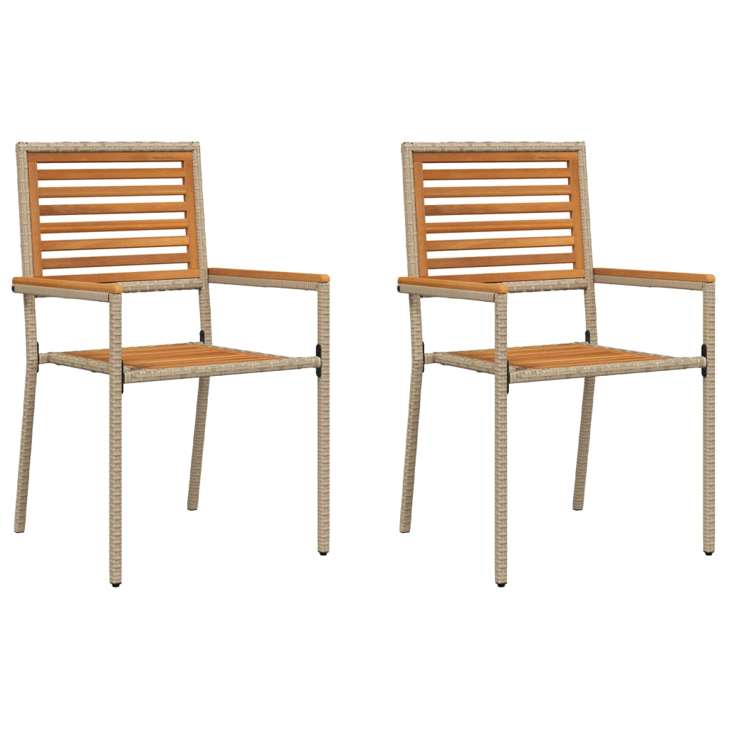 Sedia da Giardino Impilabile  con Cuscini 2 pz Beige in Polirattan