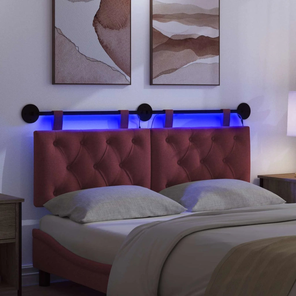 Testiera | Testata sospesa Con luce LED Rosso Vino Tessuto