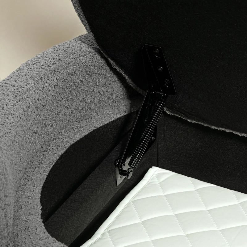 Panca contenitore imbottita grigia 105 x 44 x 45,5 cm con coperchio e struttura in legno