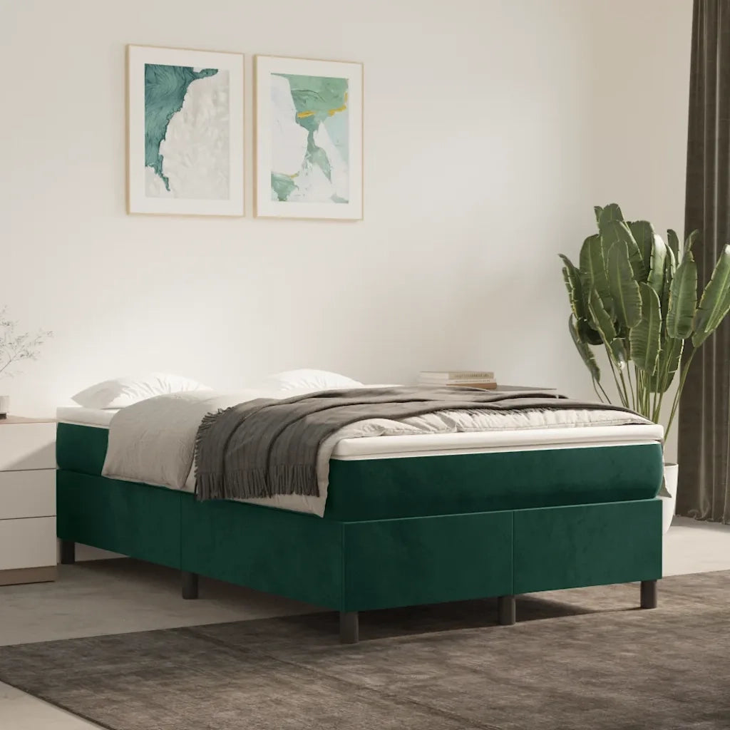 Giroletto a Molle con Materasso Verde Scuro 120x190 cm Velluto