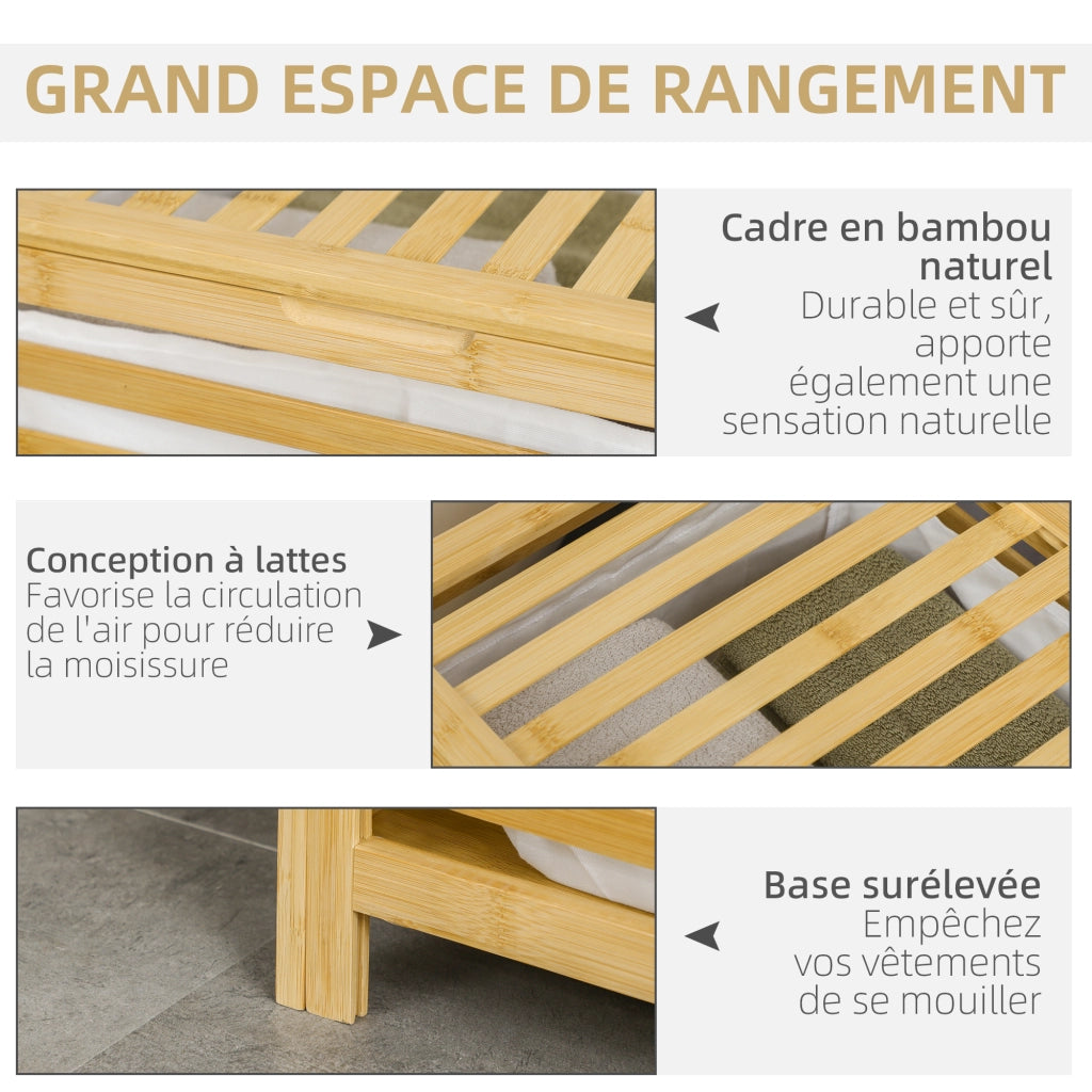 Cestino per il bucato in bamb¨´ con sacchetto rimovibile ¨C zephmum ¨C 50x36x60 cm naturale