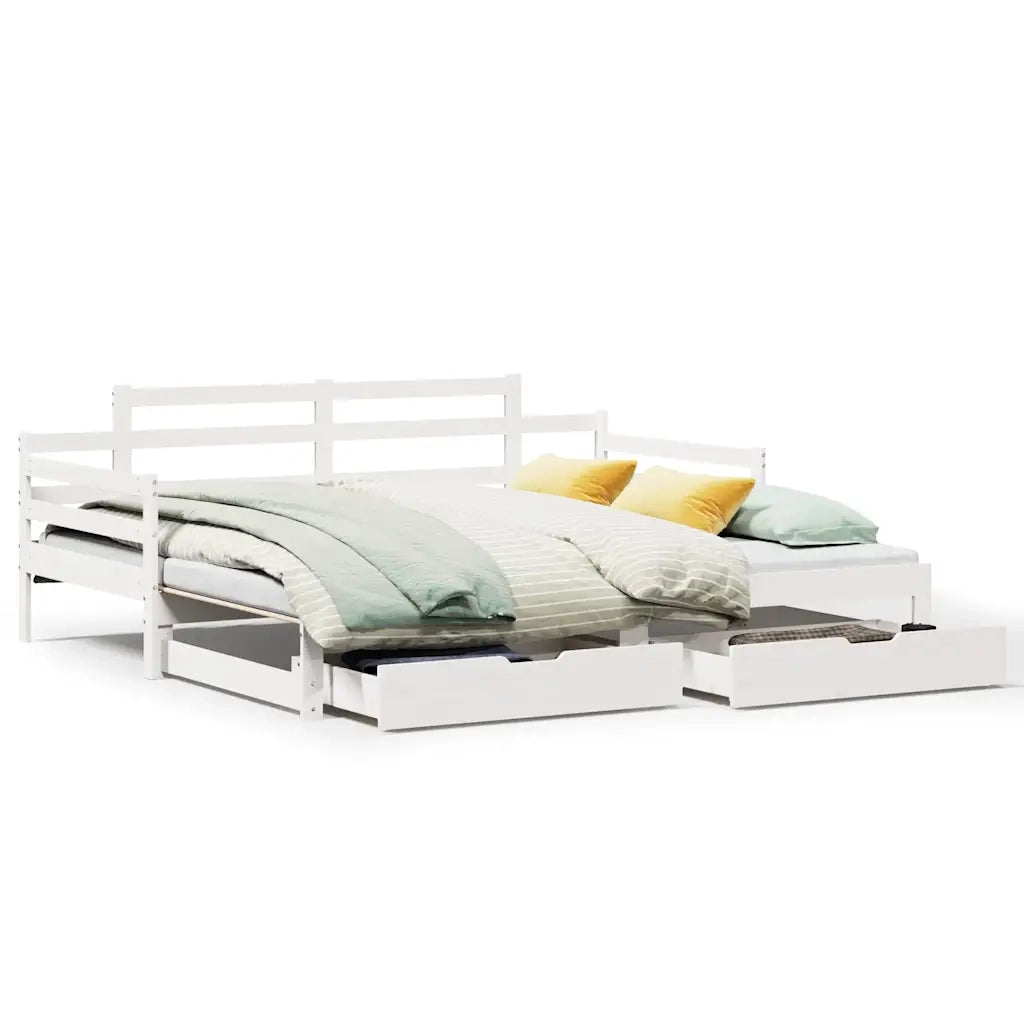 Letto Estraibile con Cassetti senza Materasso Bianco 90x200 cm
