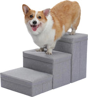 Trappola per cani - Inclusa area di stoccaggio - Scale per cani - Facile da installare - Fino a 36kg- Pianerottolo per cani - Trappola per cani - Trappola per cani 3 gradini - 75x40x35cm - Pianerottolo per cani - Grigio