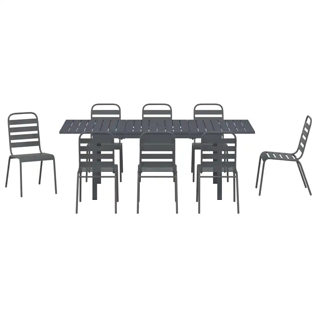 vidaXL Set da Pranzo per Giardino 9 pcs Antracite Acciaio