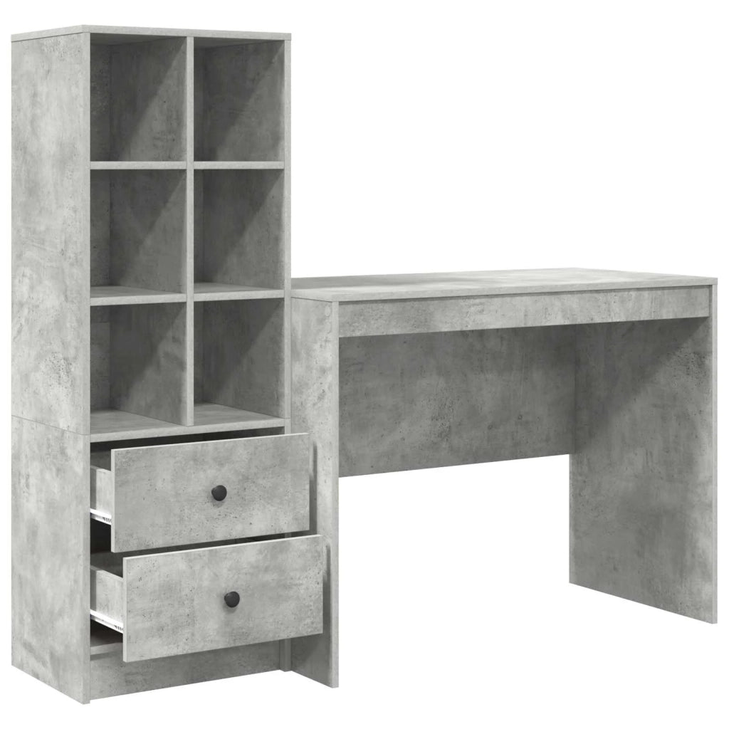 Scrivania con cassetto 2 pcs Grigio cemento 3337372
