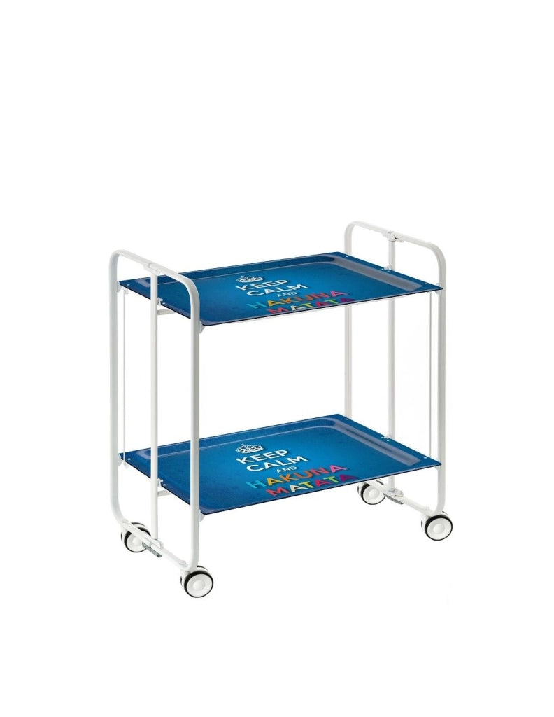 Carrello da cucina pieghevole bianco con ruote BAUHAUS 2 ripiani