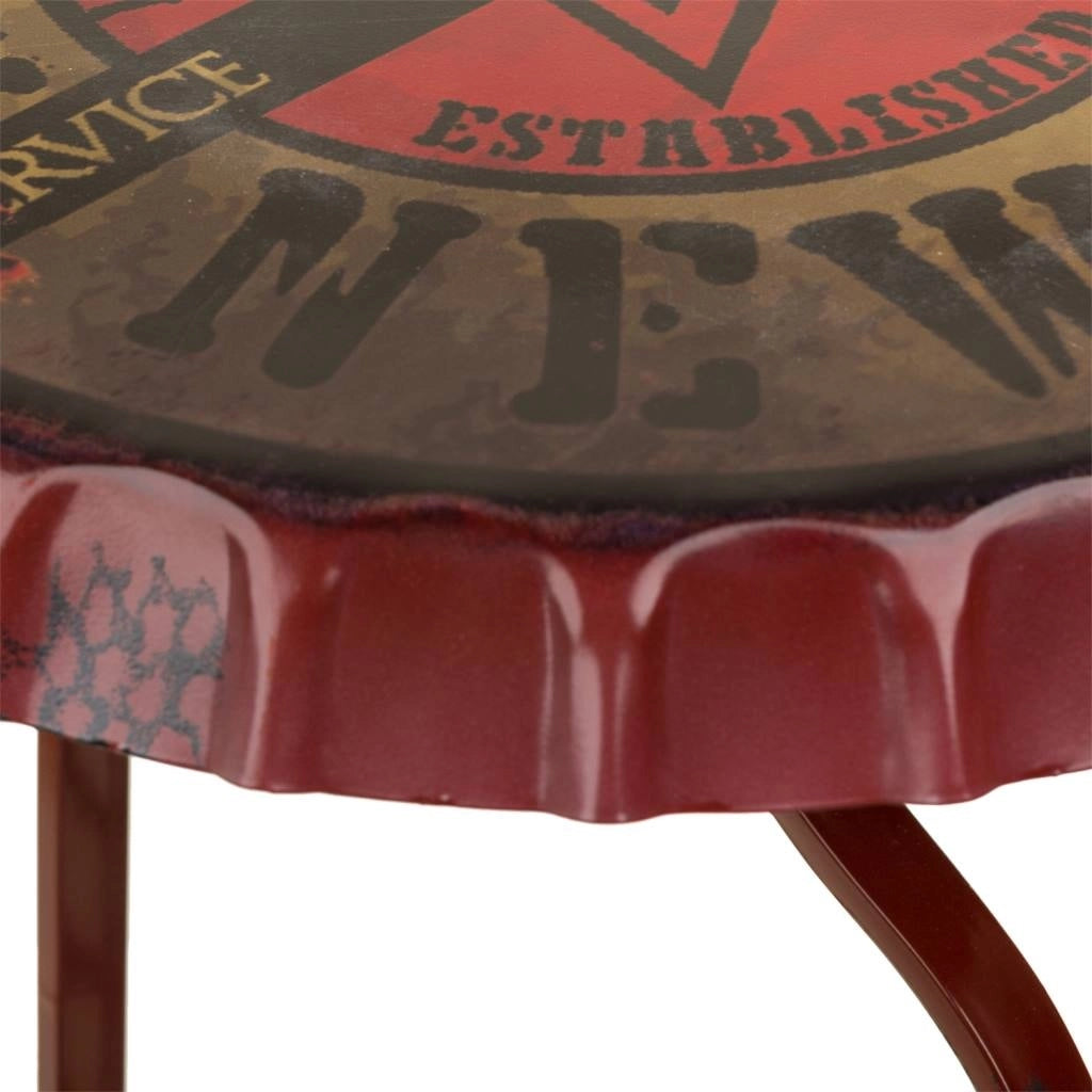 Tavolo portabottiglie in metallo rosso 42x42x60h