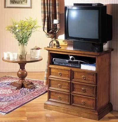 Porta tv 6 cassetti 1 vano a giorno legno grezzo 83x47x84 (715) - Mobili 2G