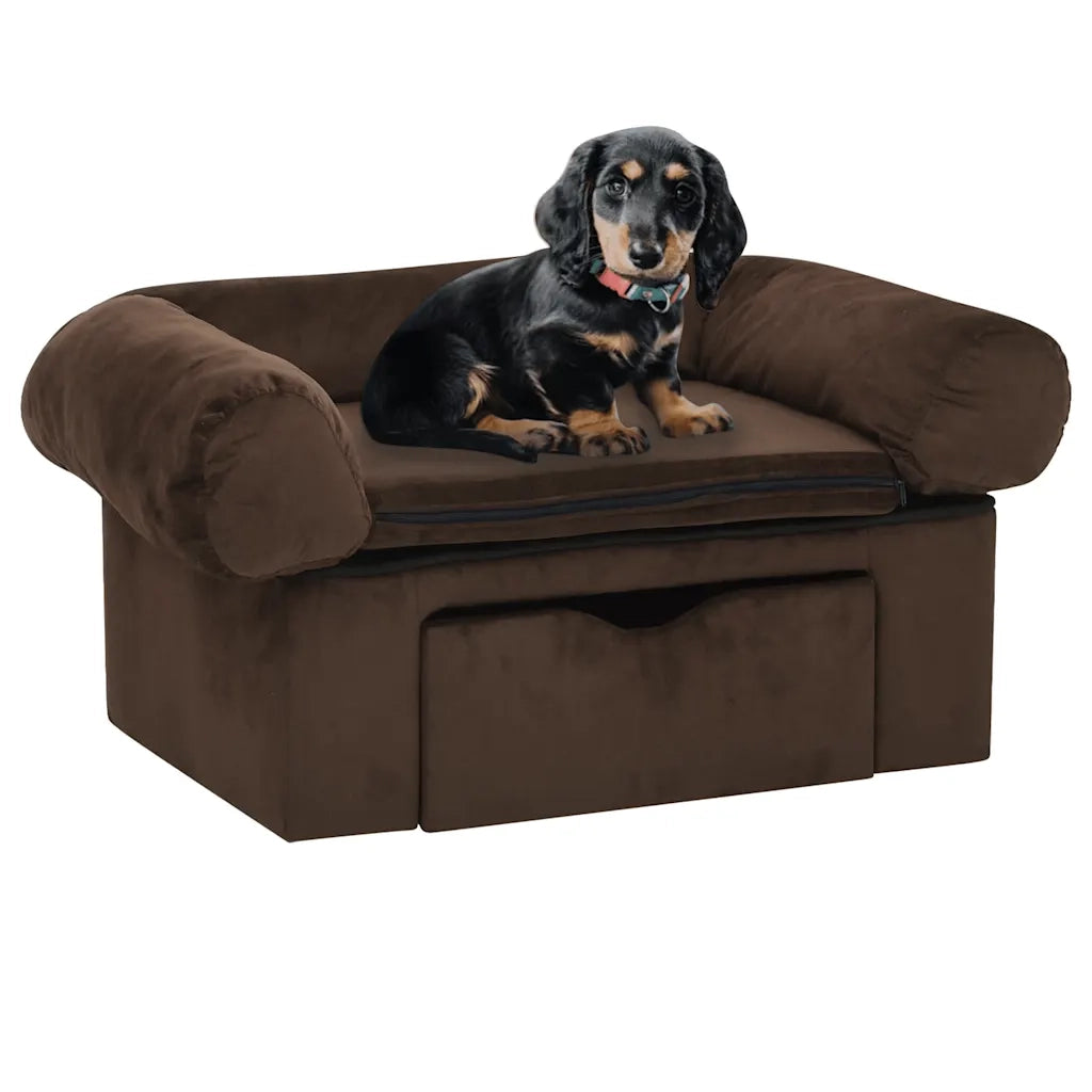 Divano per Cani con Cassetto Marrone 75x50x38 cm in Peluche 171077