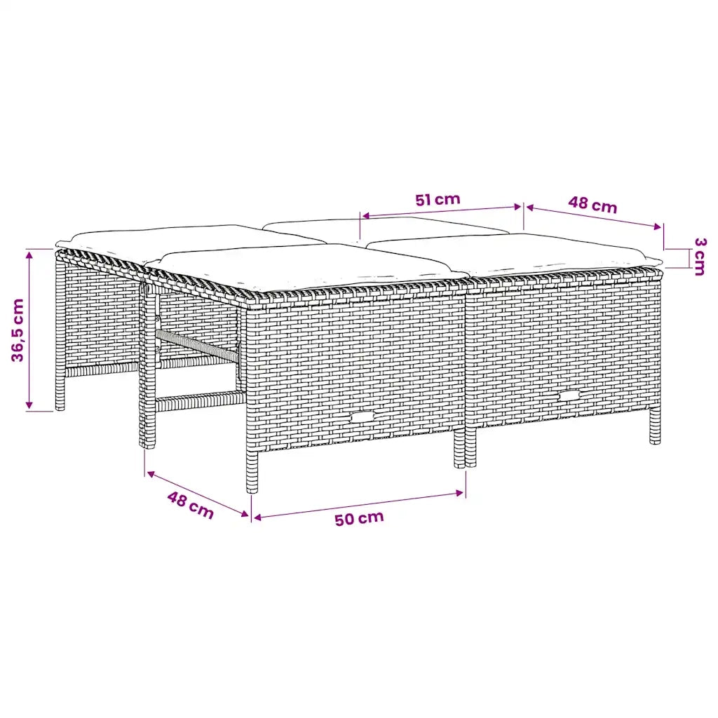 Sgabelli da Giardino con Cuscini 4 pz Beige in Polyrattan 368365