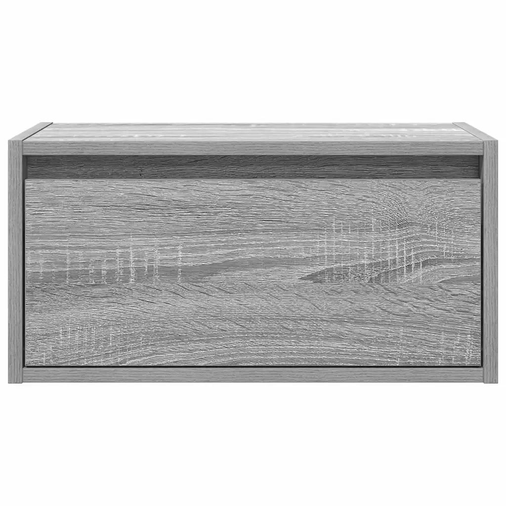 vidaXL Comodino a Parete con luci LED Grigio Sonoma