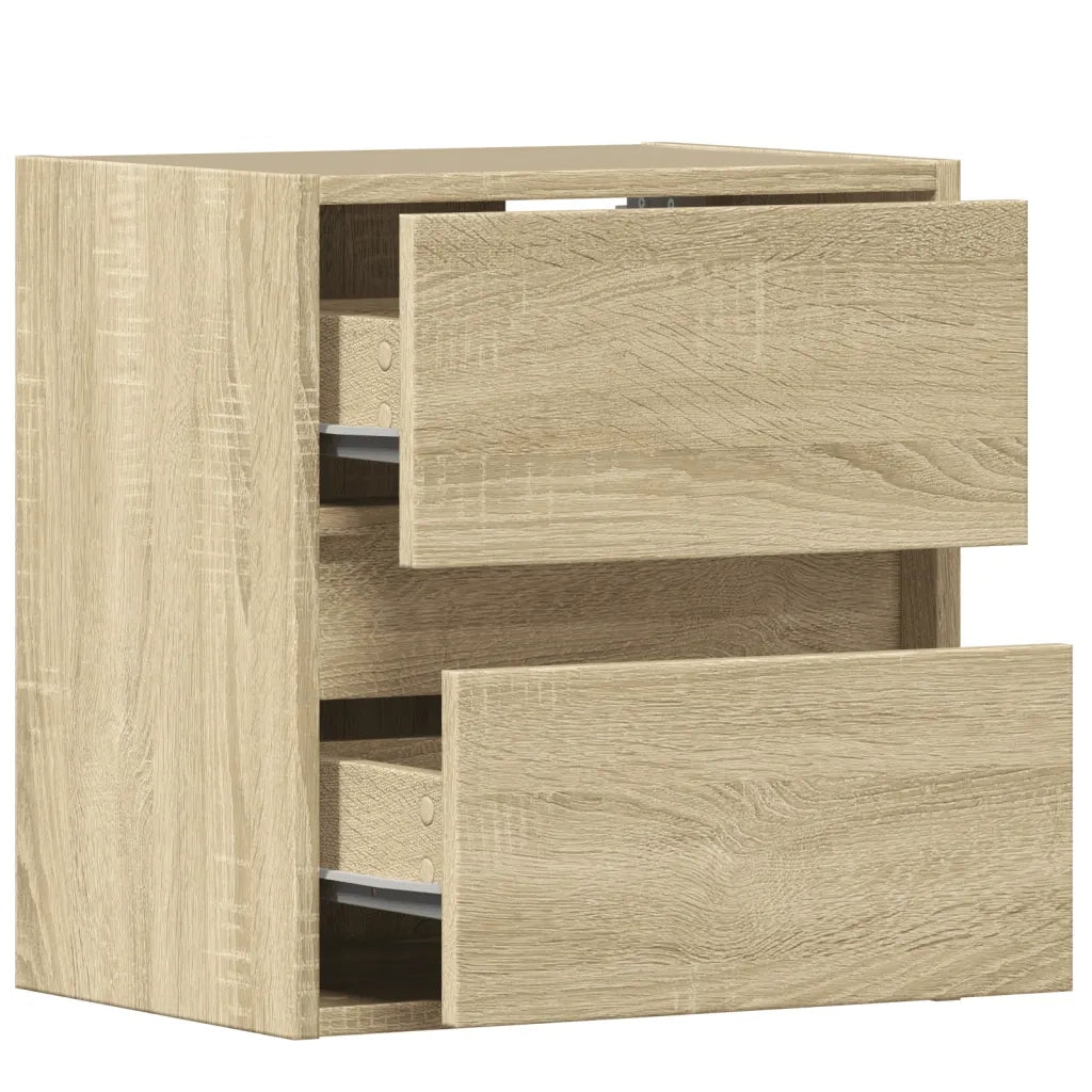 vidaXL Comodino a Parete con luci LED Rovere Sonoma