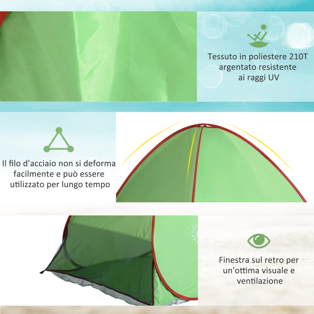 Tenda da Spiaggia Pop Up ¨C zephmum ¨C Verde 200x150x119 cm