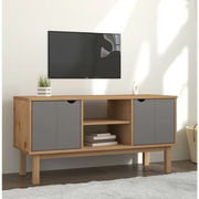 Mobile TV Marrone e Grigio 113,5x43x57 cm Legno Massello Pino cod mxl 15291