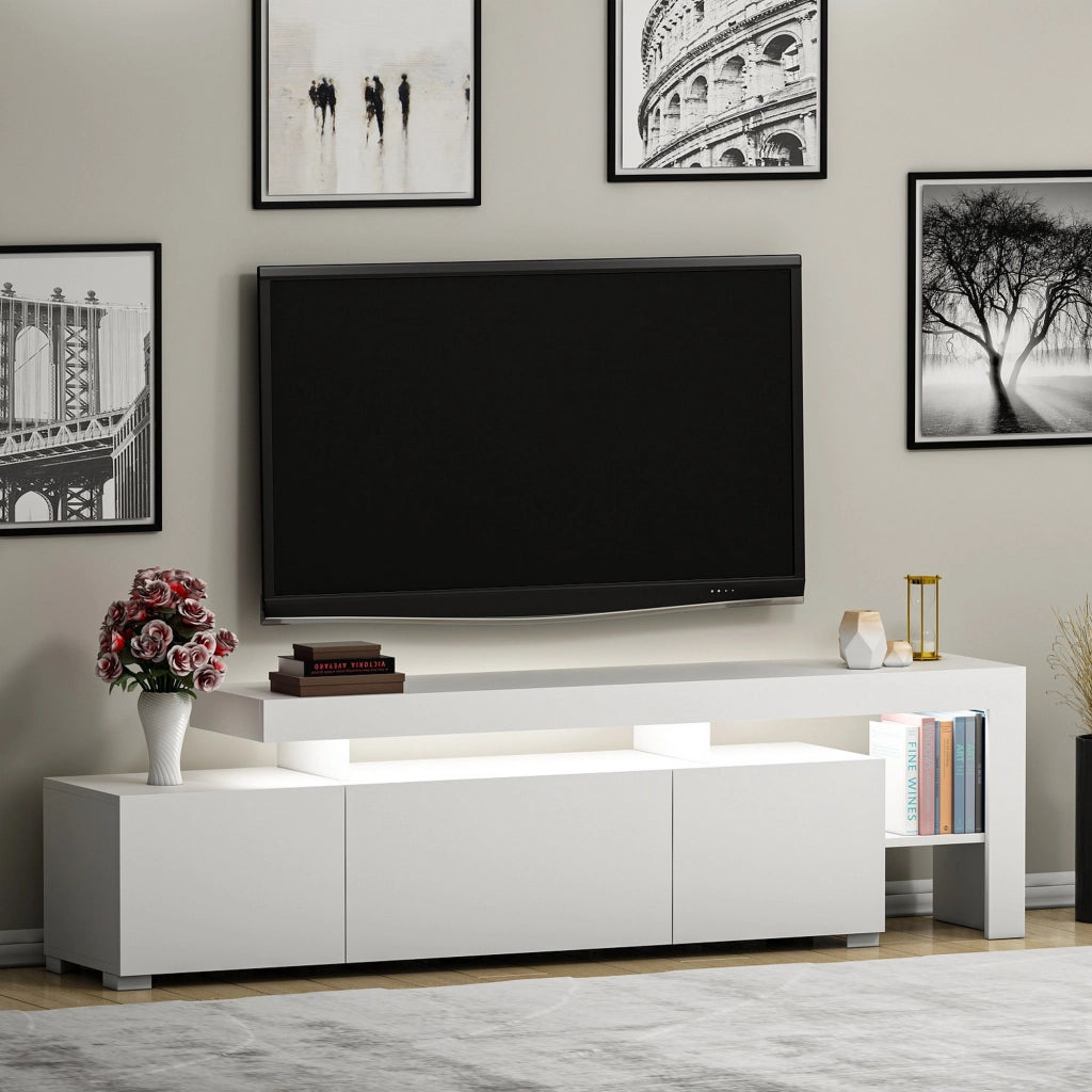 Trasacco, Mobile Porta tv un Ripiano, 192x37x53h cm Bianco