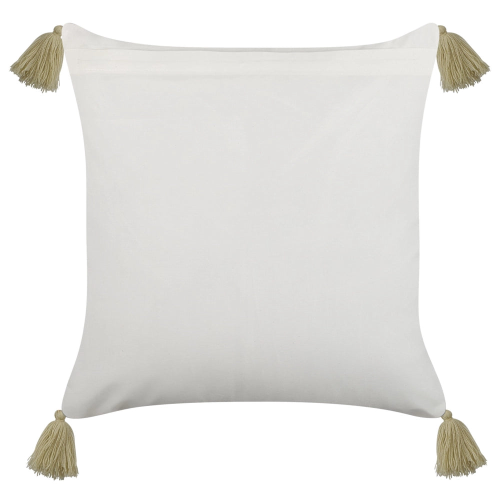 Set di 2 cuscini sparsi verde e bianco 45 x 45 cm stampa a blocchi a mano rivestimenti rimovibili cerniera motivo boho