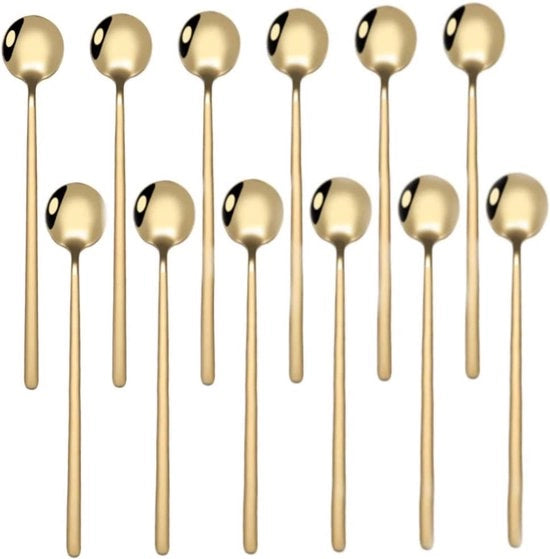 Set di cucchiai da caffè in acciaio inossidabile, mini-set di cucchiai per torta, set di cucchiai da tè, 13,3 cm, (oro) 13,3 cm