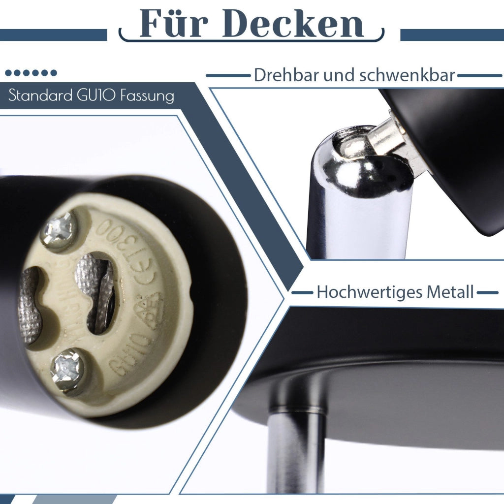ZMH Faretto da soffitto neri 2 luci GU10 moderni rotondi orientabili 350° per camera letto soggiorno senza lampadina